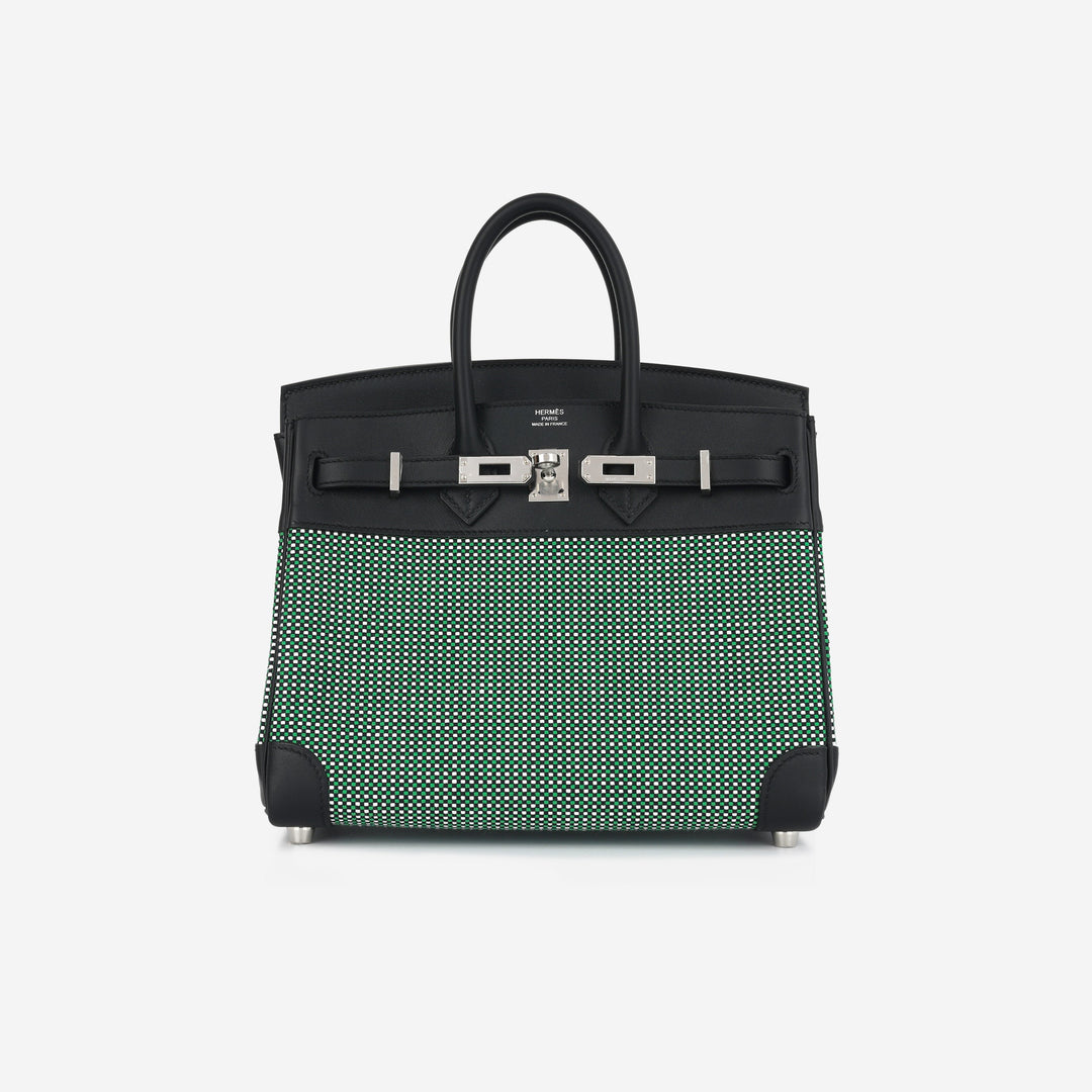 Birkin 25 Toile - Noir Swift/Menthe Quadrille Toile