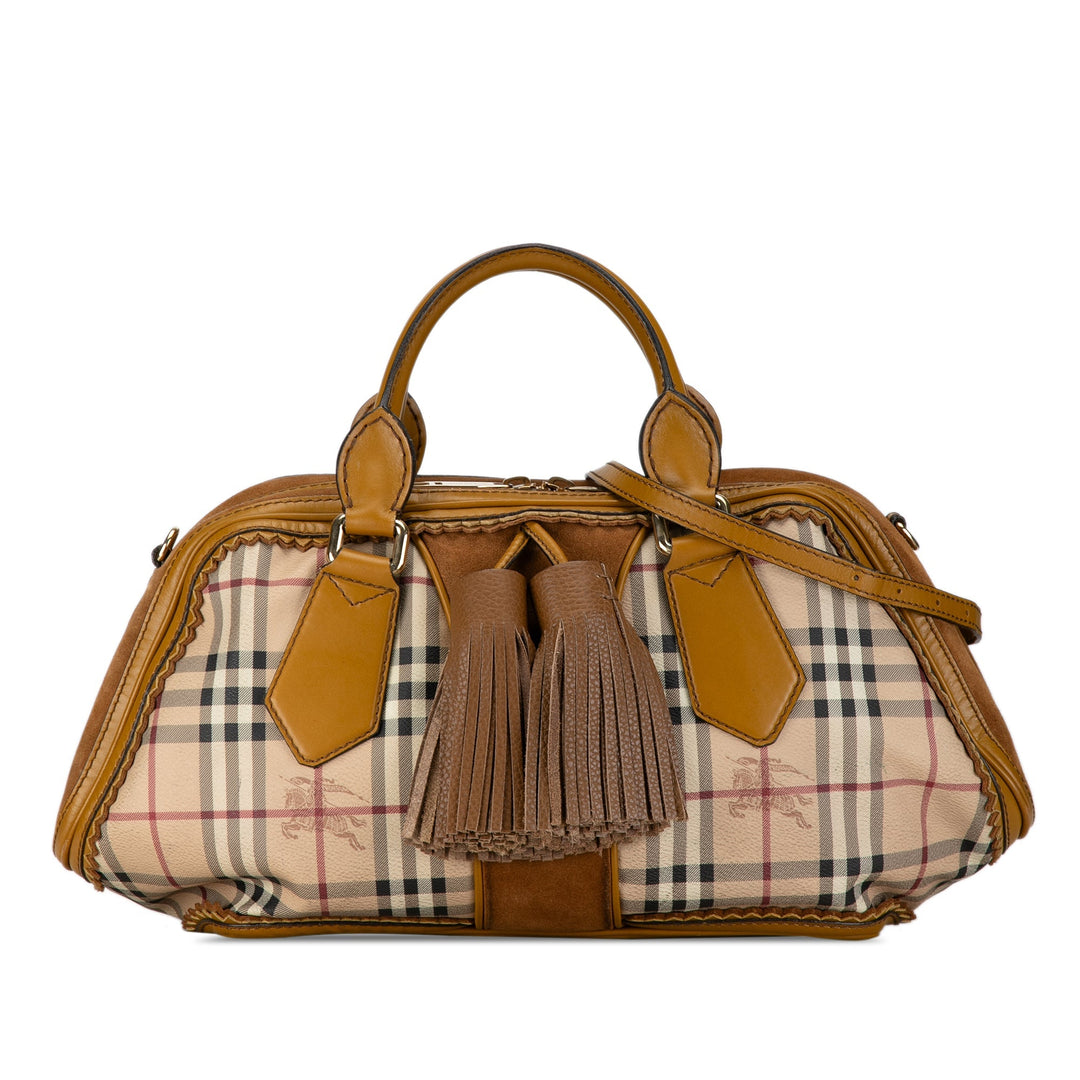 BURBERRY Haymarket Check Tassel Satchel