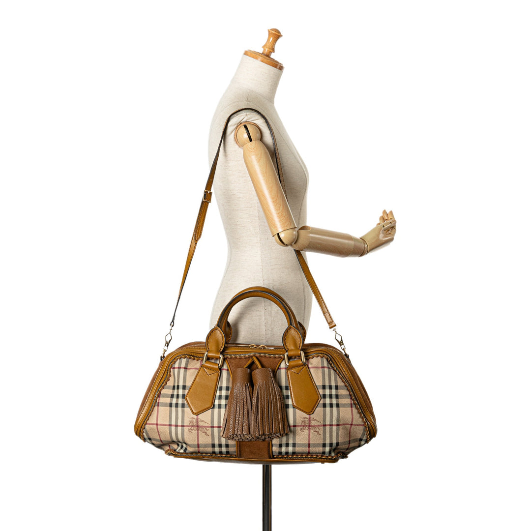 BURBERRY Haymarket Check Tassel Satchel