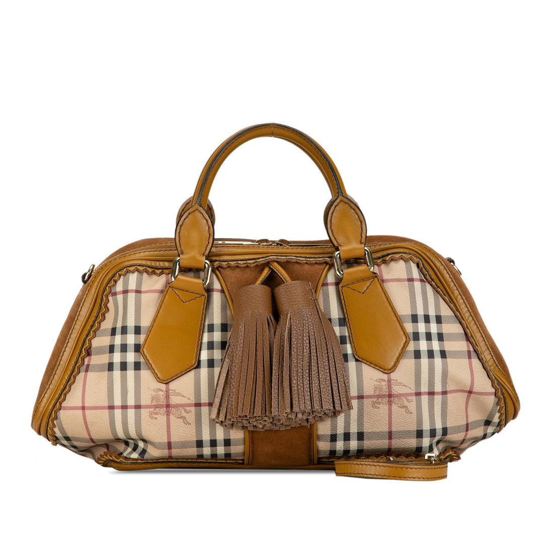 BURBERRY Haymarket Check Tassel Satchel