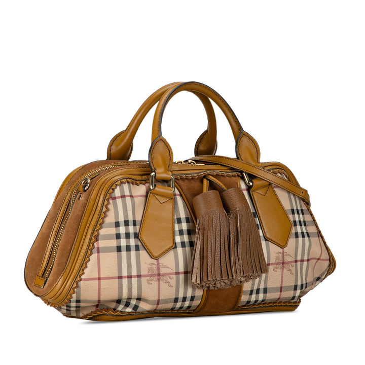 BURBERRY Haymarket Check Tassel Satchel