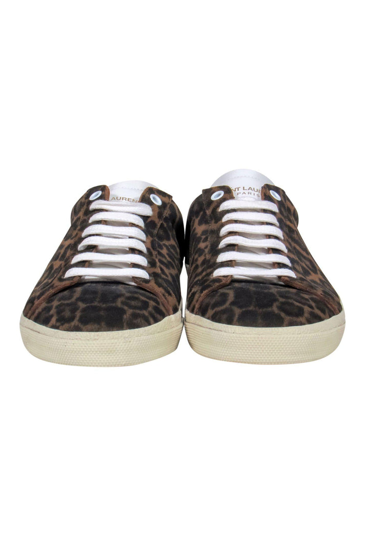Saint Laurent - Brown Leopard Print Lace-Up Sneakers Sz 11