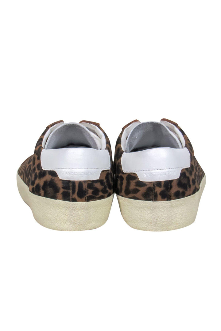 Saint Laurent - Brown Leopard Print Lace-Up Sneakers Sz 11