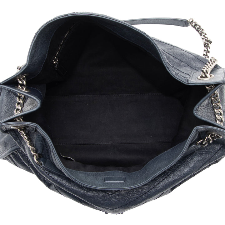 Saint Laurent Crinkled Calfskin Monogram Niki Large Shopping Tote (SHF-3qmmgS)