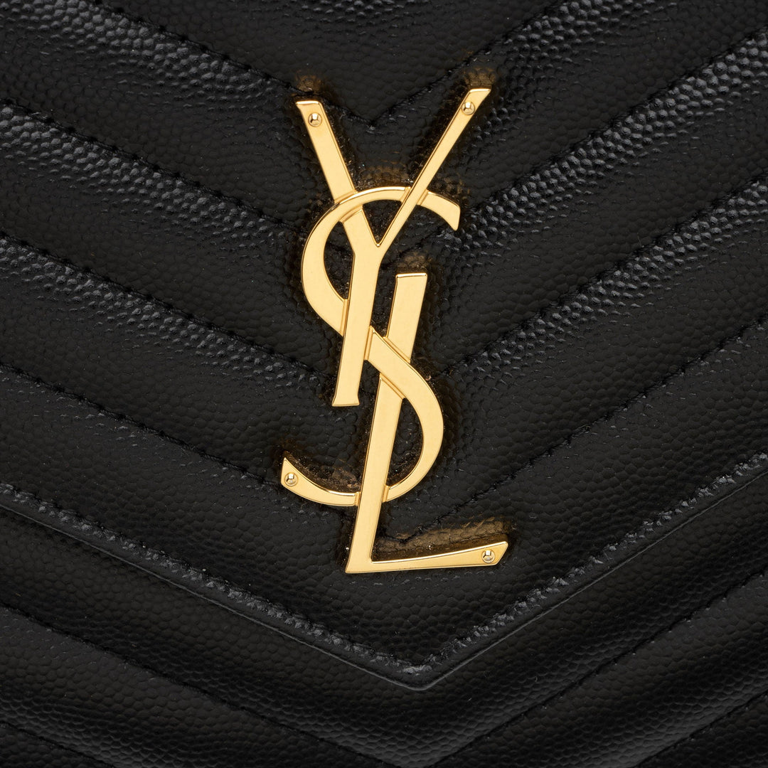 Saint Laurent Matelasse Grain de Poudre Monogram Envelope Pouch (SHF-eQugwj)
