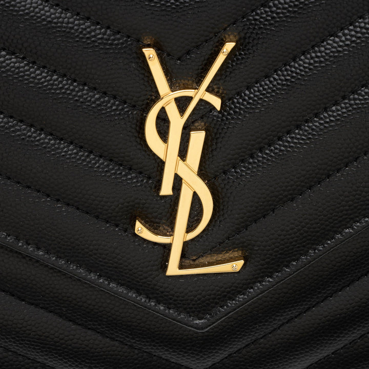 Saint Laurent Matelasse Grain de Poudre Monogram Envelope Pouch (SHF-eQugwj)