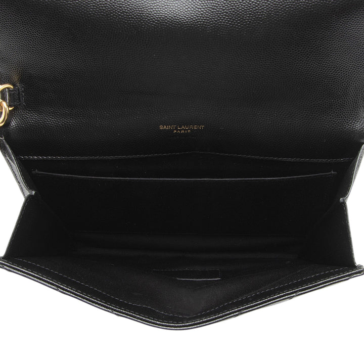Saint Laurent Matelasse Grain de Poudre Monogram Envelope Pouch (SHF-eQugwj)