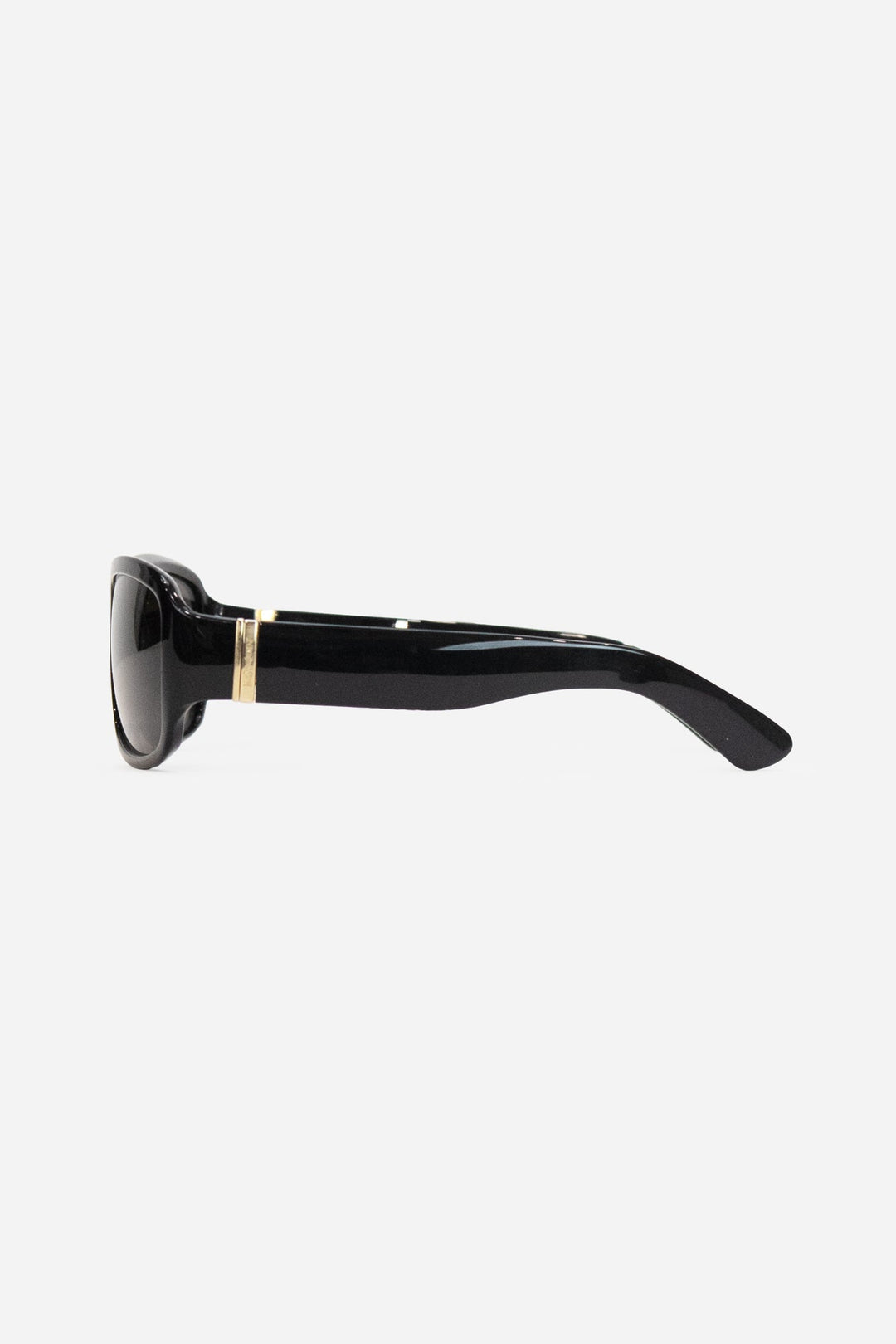 Black Sunglasses Gold Logo On Arm
