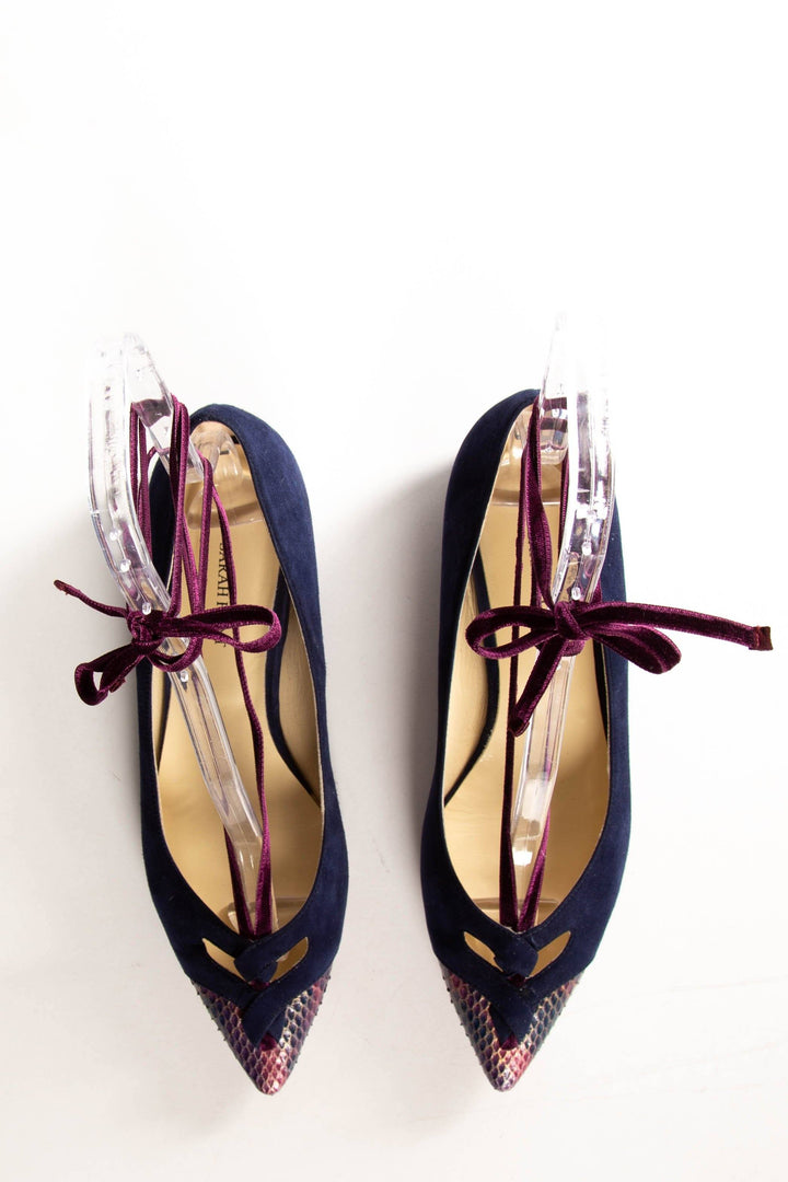 Sarah Flint Navy Suede Pointed Toe Flats SZ 40.5