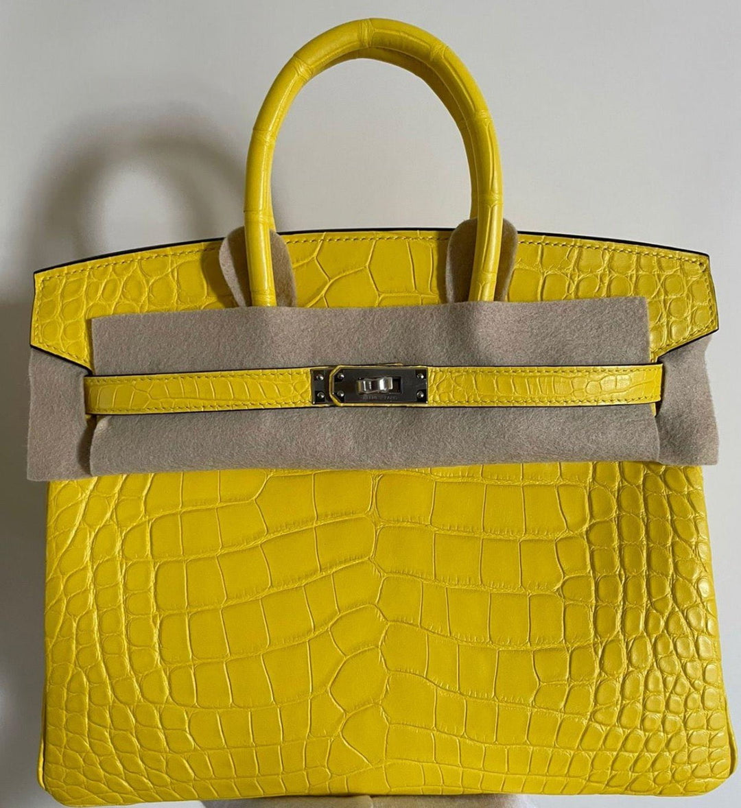 top quality Hermes Mimosa Matte Alligator Birkin 25cm Palladium Hardware