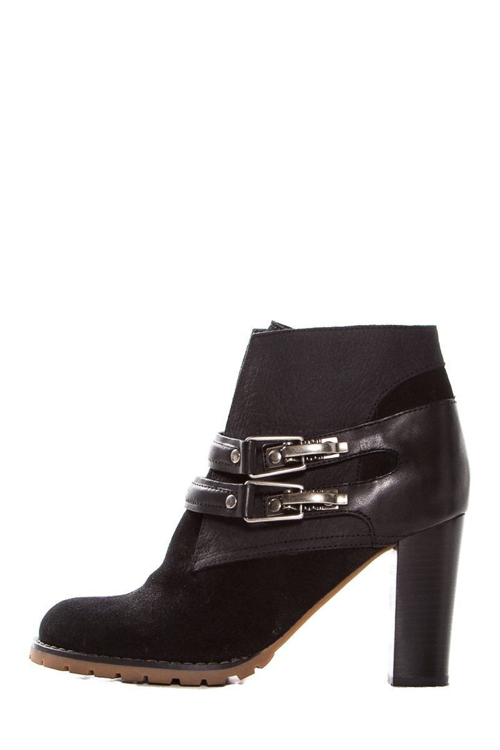 See by Chloé Black Suede Round-Toe Ankle Booties SZ 37