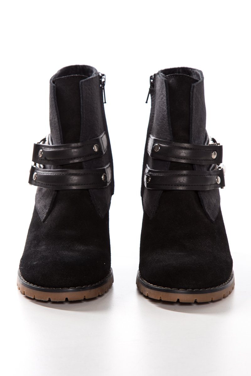 See by Chloé Black Suede Round-Toe Ankle Booties SZ 37