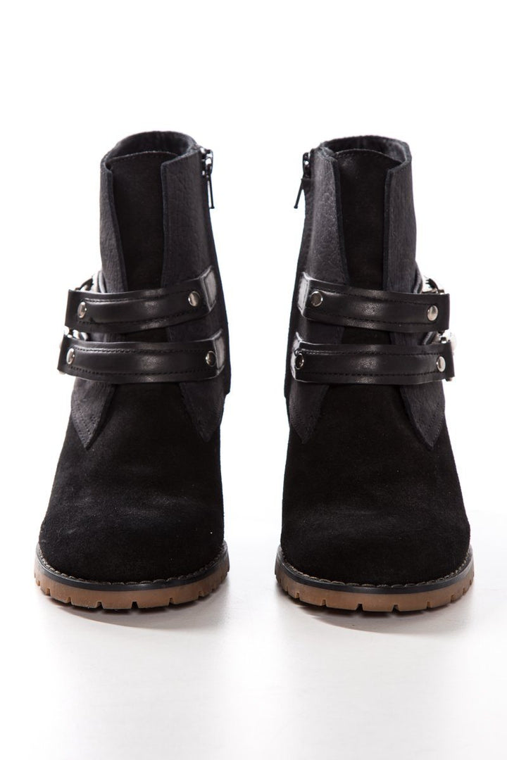 See by Chloé Black Suede Round-Toe Ankle Booties SZ 37