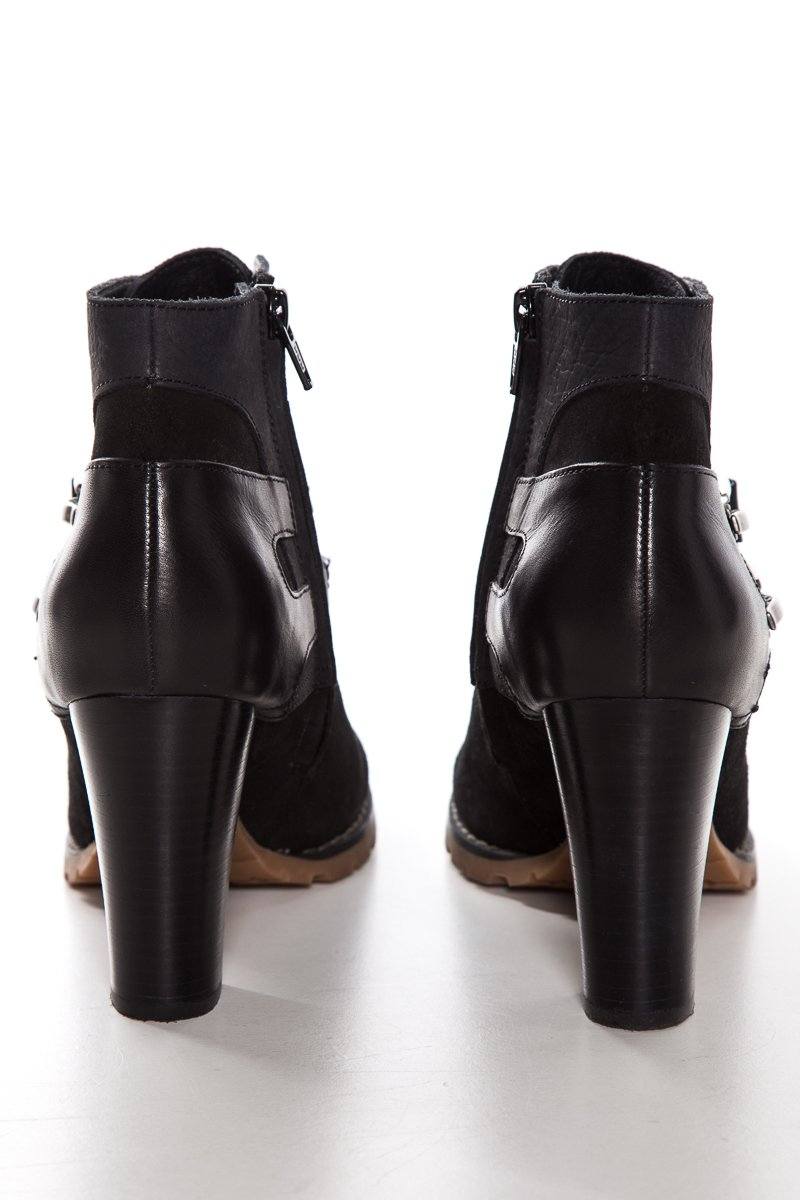 See by Chloé Black Suede Round-Toe Ankle Booties SZ 37