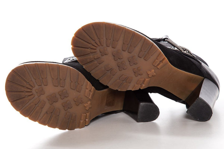 See by Chloé Black Suede Round-Toe Ankle Booties SZ 37