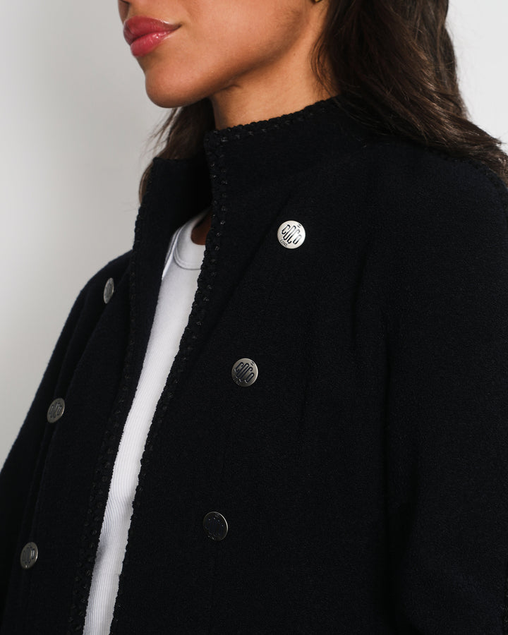 Top Quality Chanel Navy 2008 Cruise Accent Jacket with Tassel Detailing FR 38 (UK 10)