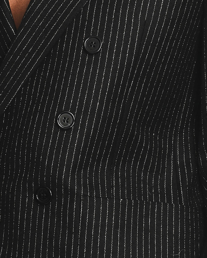 Saint Laurent Black and Gold Pinstripe Double Breasted Blazer FR 38 (UK 8)