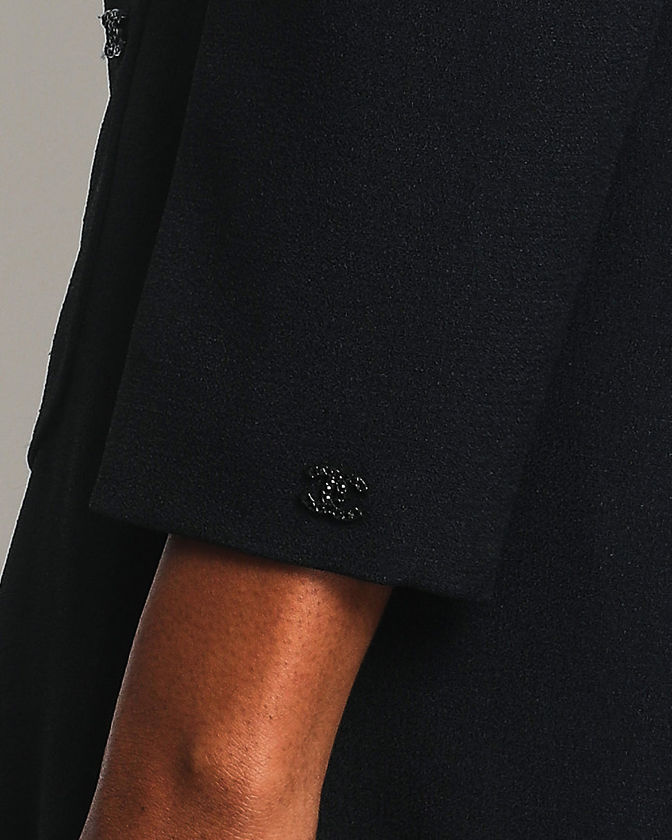 Top Quality Chanel Dark Navy 02C Jacket with Black Embellished Button and Skirt with Pocket Detail Set FR 36 (UK 8)