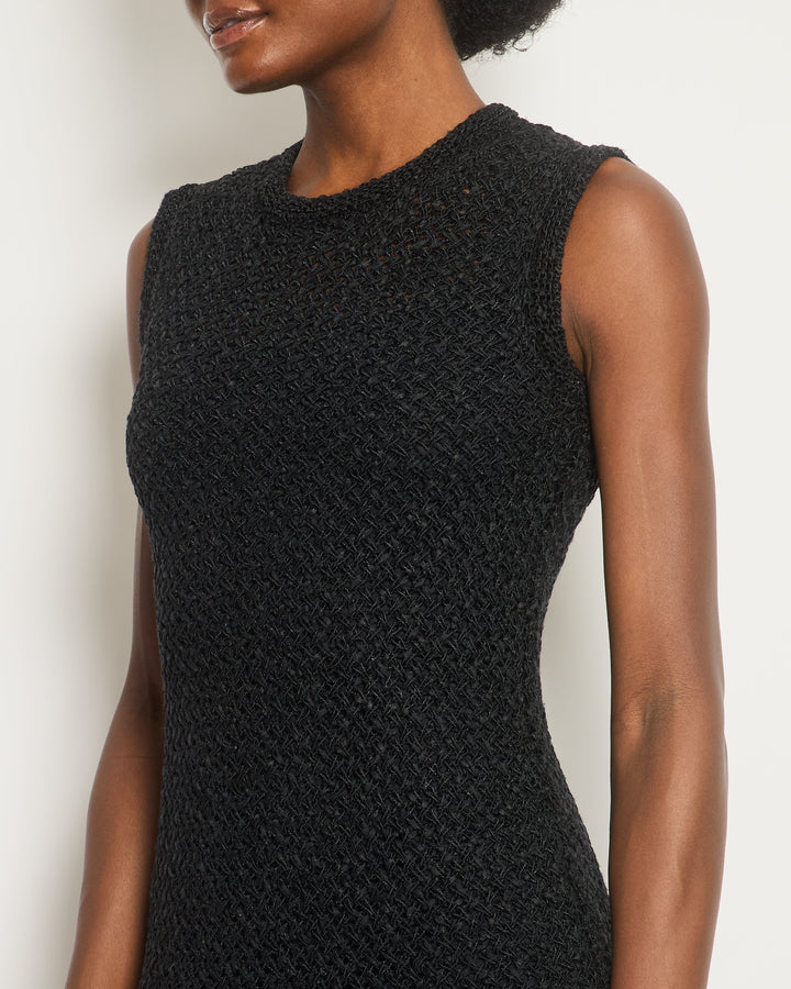 Top Quality Chanel Black Crochet Sleeveless Mini Dress Size FR 36 (UK 8)