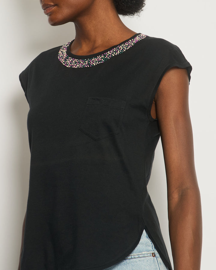 *FIRE PRICE* Top Quality Chanel Black Top with Collar Embellishment and CC Logo Detail Size FR 38 (UK 10)