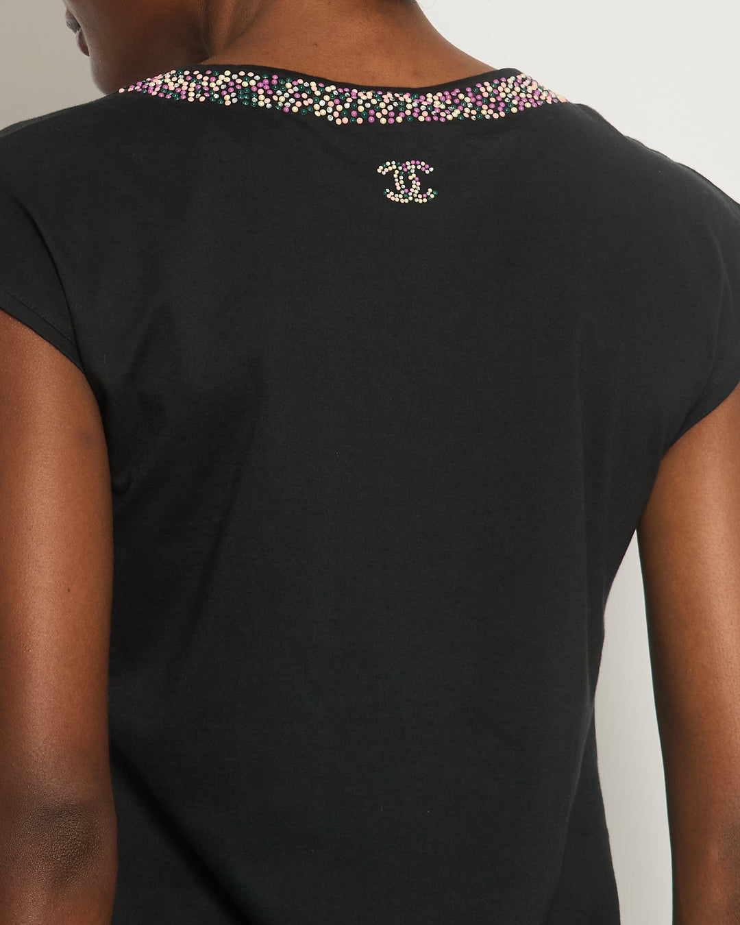 *FIRE PRICE* Top Quality Chanel Black Top with Collar Embellishment and CC Logo Detail Size FR 38 (UK 10)