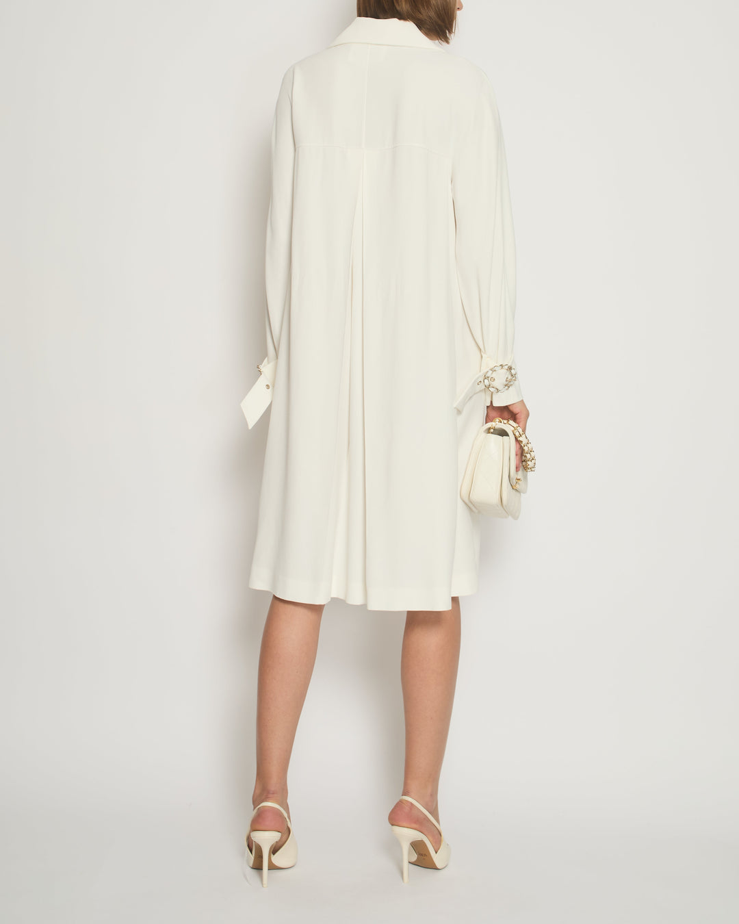 Top Quality Chanel Cream Long Sleeve Coat with Chain Buckle Fastening Detail FR 38 (UK 10)