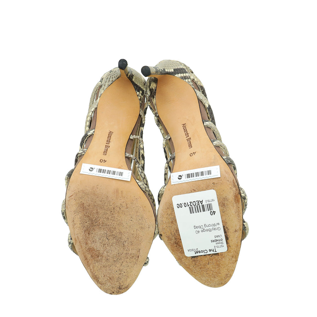 Alexandre Birman Bicolor Python Strappy Ankle High Zip Pump 40