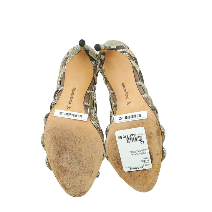 Alexandre Birman Bicolor Python Strappy Ankle High Zip Pump 40