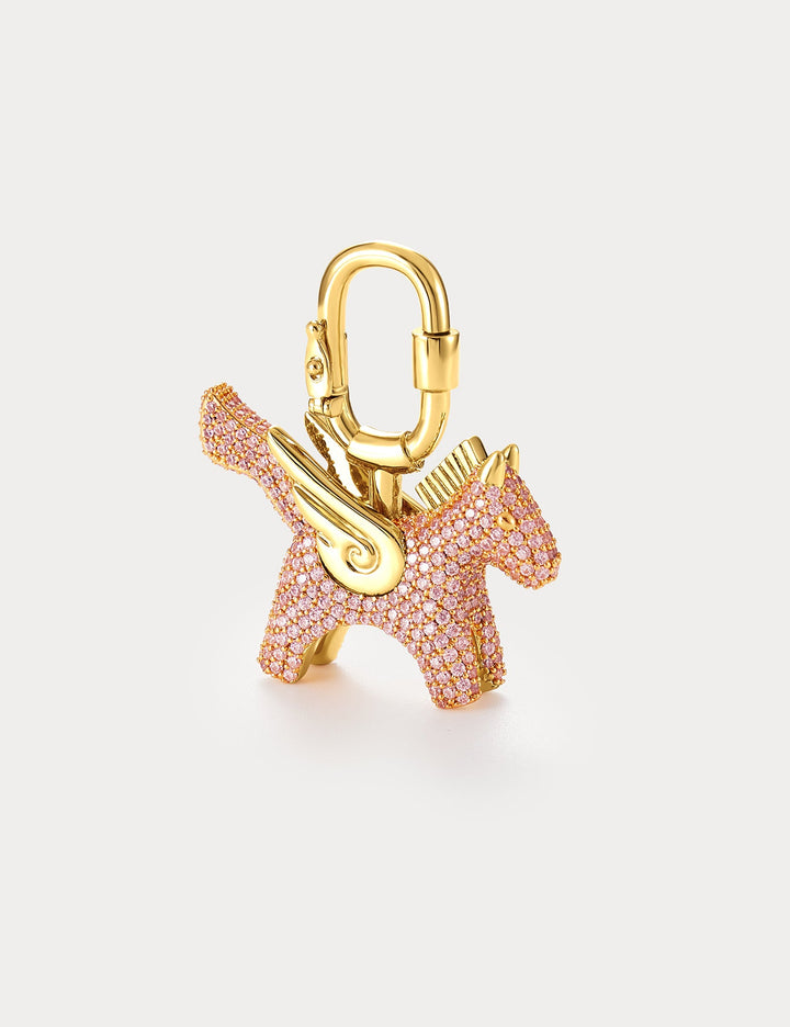Sparkle Gold Pink Zircon—Rodeo Pegase Bag Charm