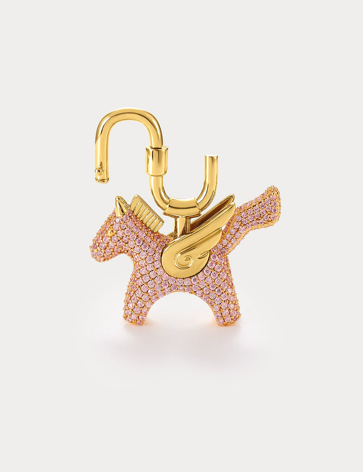 Sparkle Gold Pink Zircon—Rodeo Pegase Bag Charm