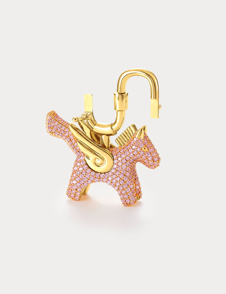 Sparkle Gold Pink Zircon—Rodeo Pegase Bag Charm