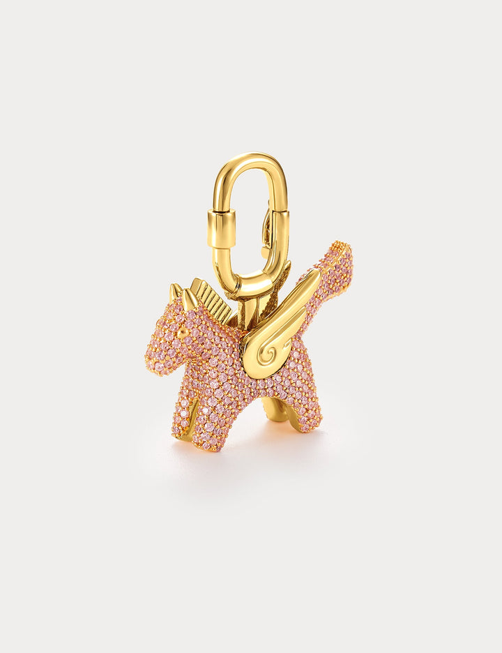 Sparkle Gold Pink Zircon—Rodeo Pegase Bag Charm