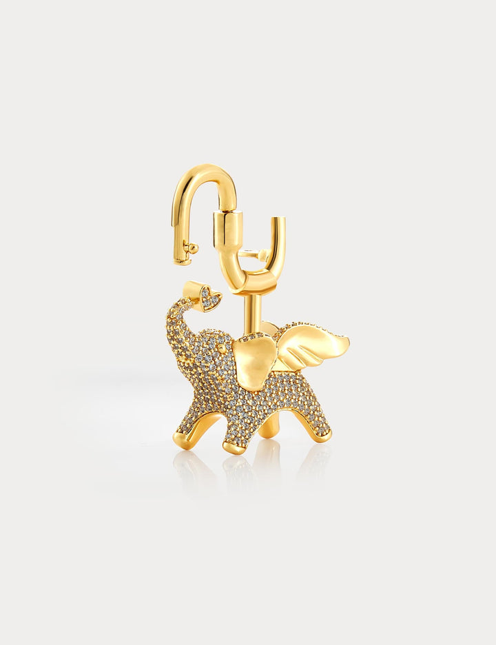 Sparkle Gold Sea Blue Zircon—Soar Elephant Bag Charm