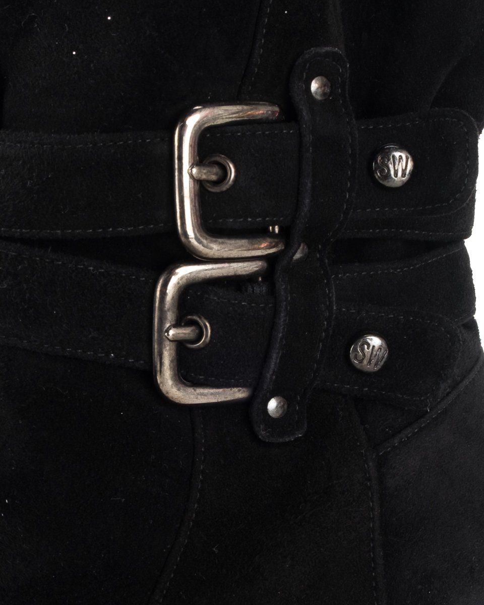 Stuart Weitzman Black Suede Round Toe Ankle Booties 9