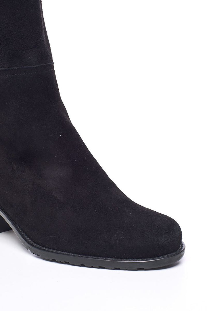 Stuart Weitzman Black Suede and Leather Trim Boots 5.5