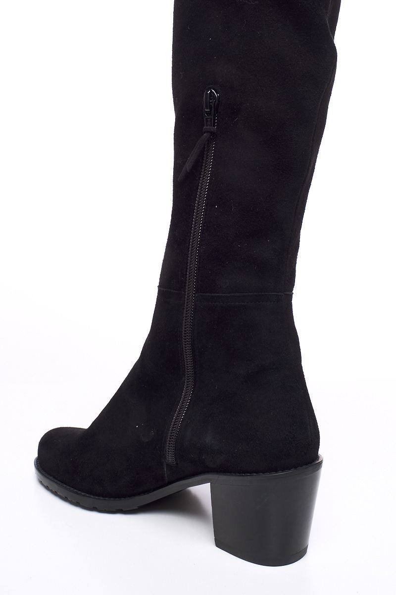 Stuart Weitzman Black Suede and Leather Trim Boots 5.5