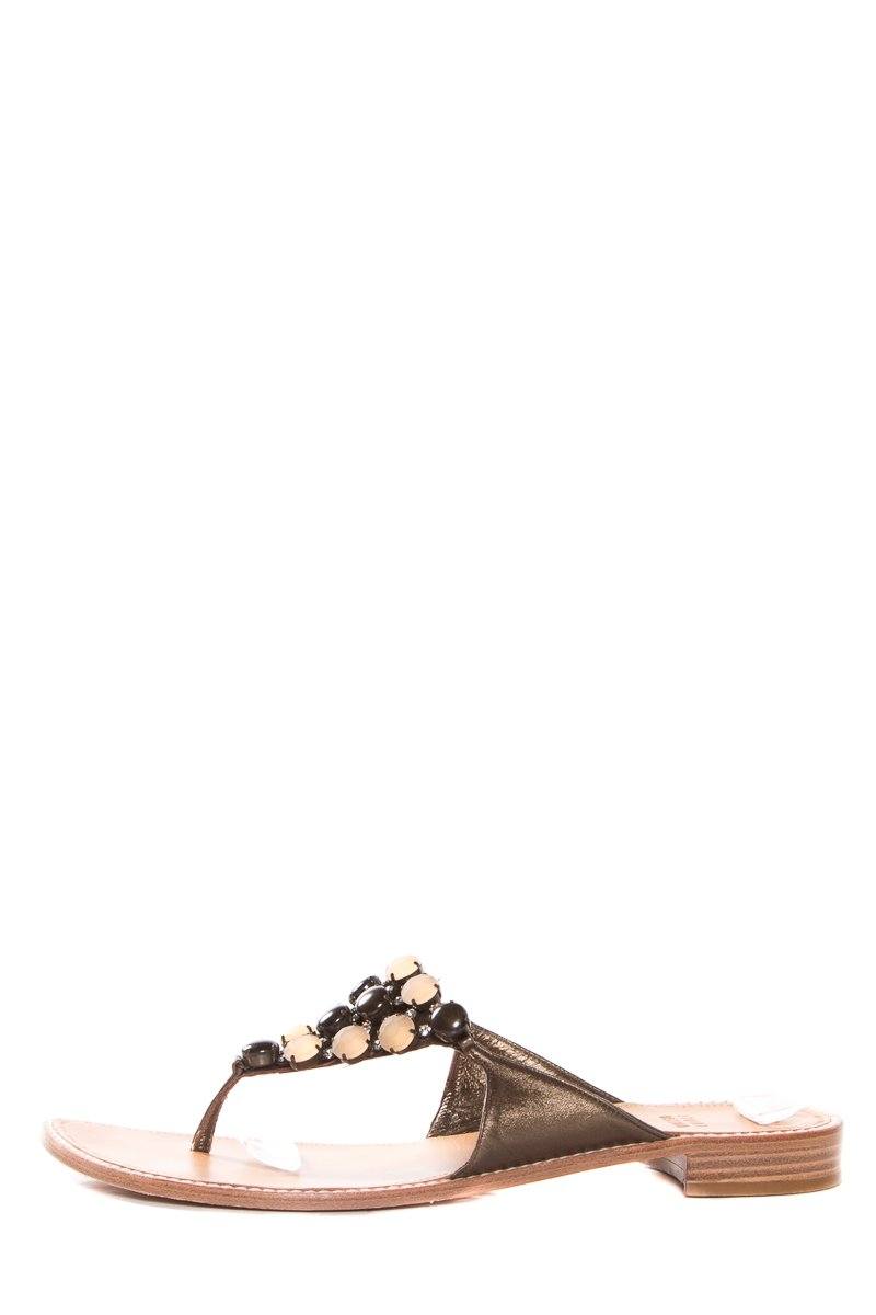 Stuart Weitzman Bronze Metallic Leather Slide Sandals SZ 11 Sale