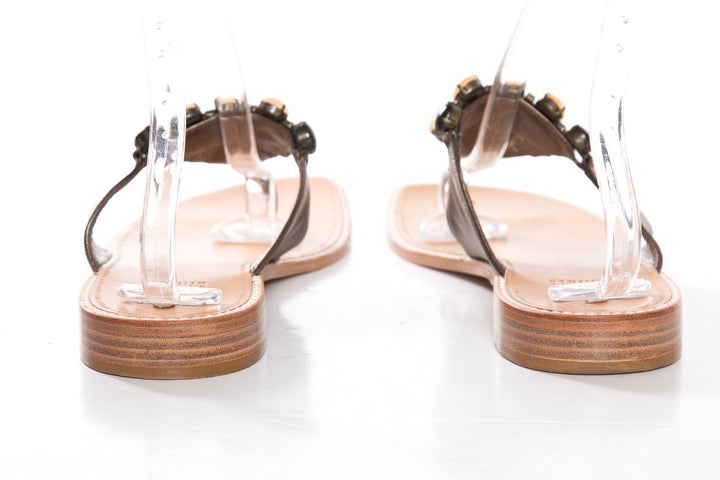 Stuart Weitzman Bronze Metallic Leather Slide Sandals SZ 11 Sale