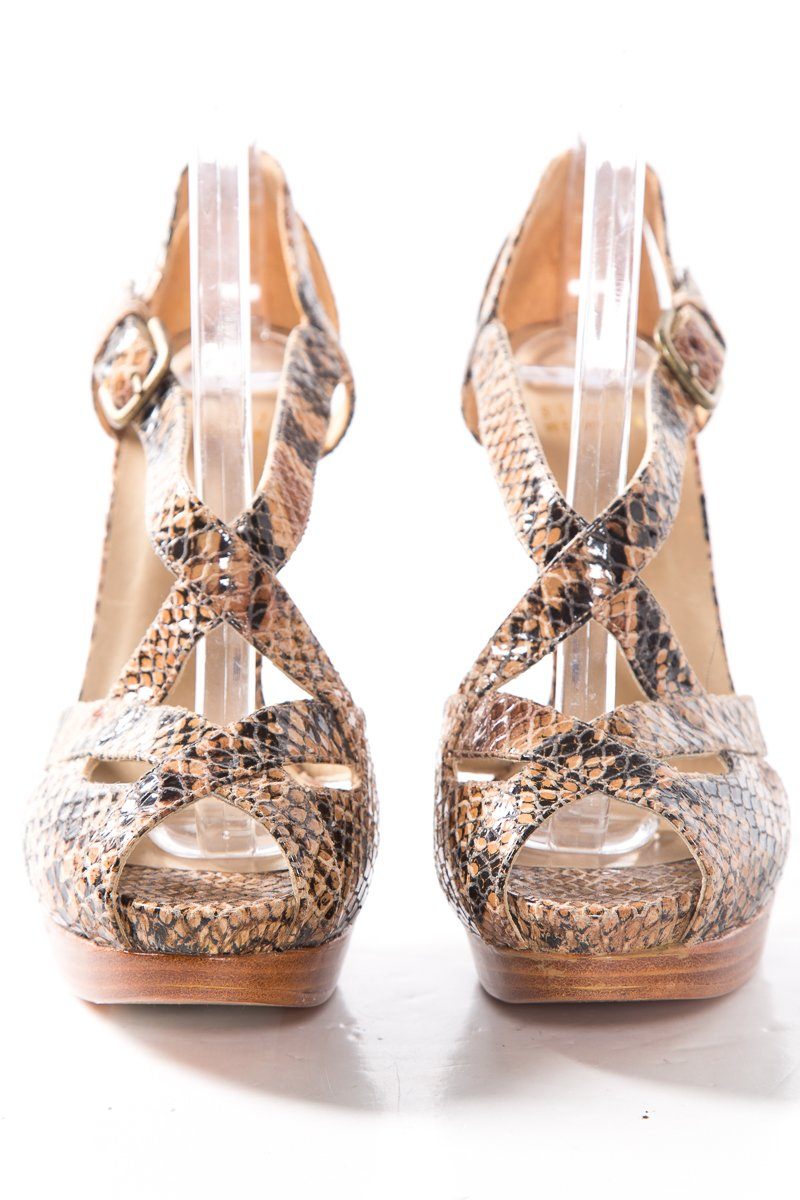 Stuart Weitzman Snake Embossed Platform Sandals SZ 8 Sale
