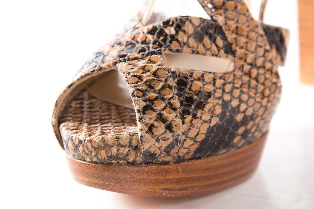 Stuart Weitzman Snake Embossed Platform Sandals SZ 8 Sale