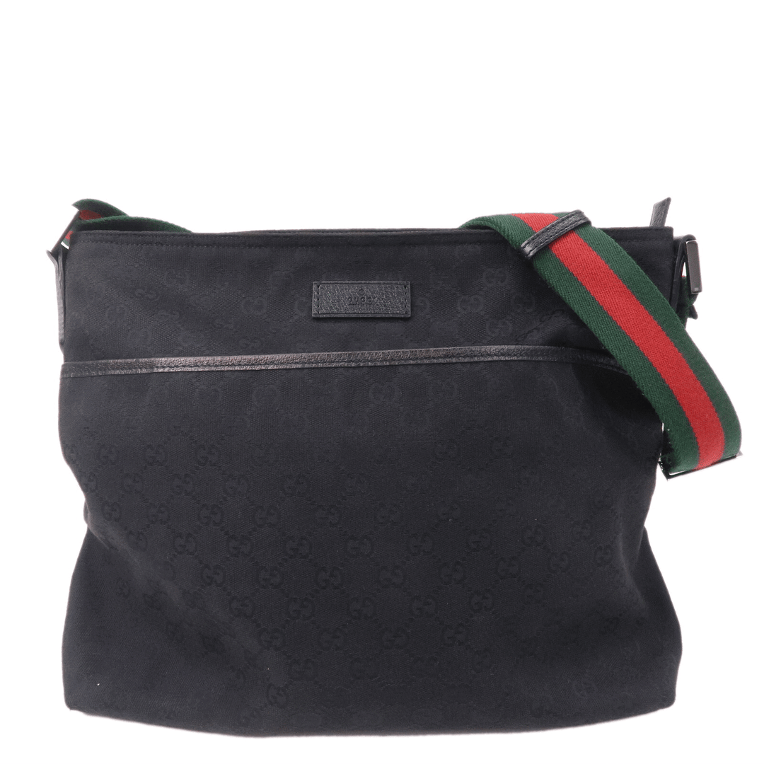 GUCCI Sherry GG Canvas Leather Shoulder Bag Black 189751