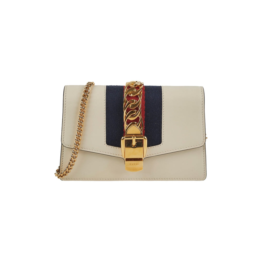 Gucci Super Mini Sylvie White Chain Crossbody