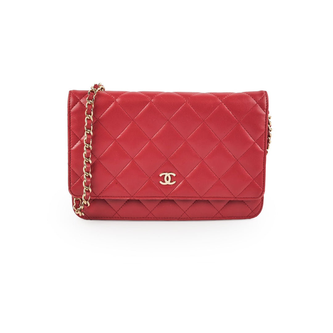 Top Quality Chanel Wallet On Chain WOC Lambskin Dark Pink