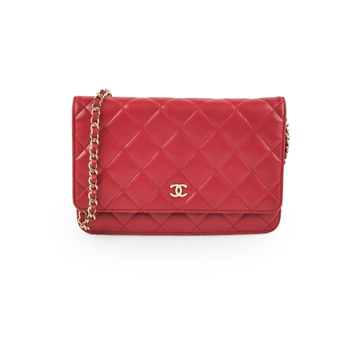 Top Quality Chanel Wallet On Chain WOC Lambskin Dark Pink