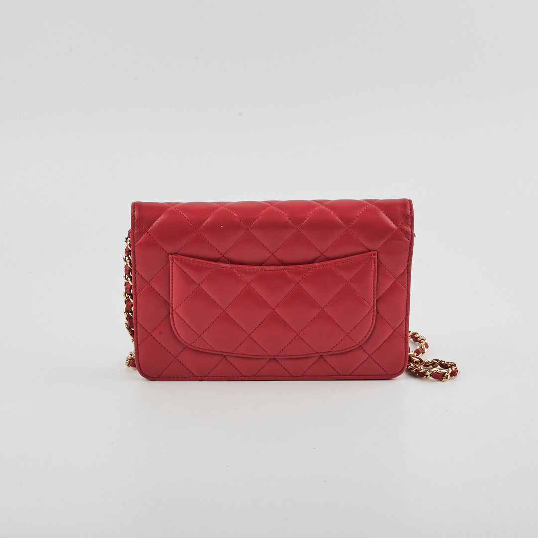 Top Quality Chanel Wallet On Chain WOC Lambskin Dark Pink