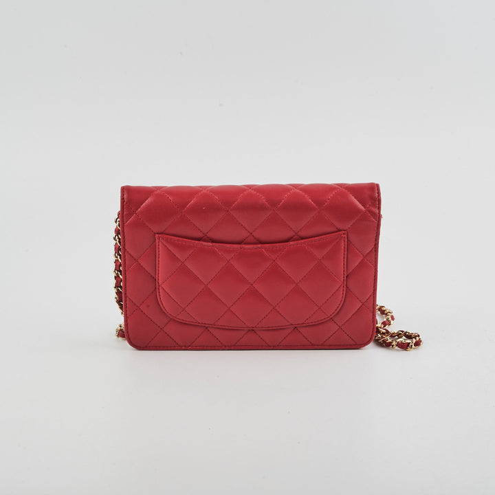 Top Quality Chanel Wallet On Chain WOC Lambskin Dark Pink