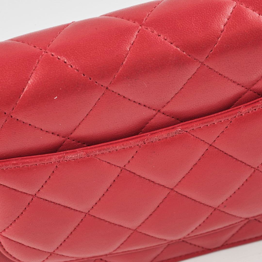 Top Quality Chanel Wallet On Chain WOC Lambskin Dark Pink