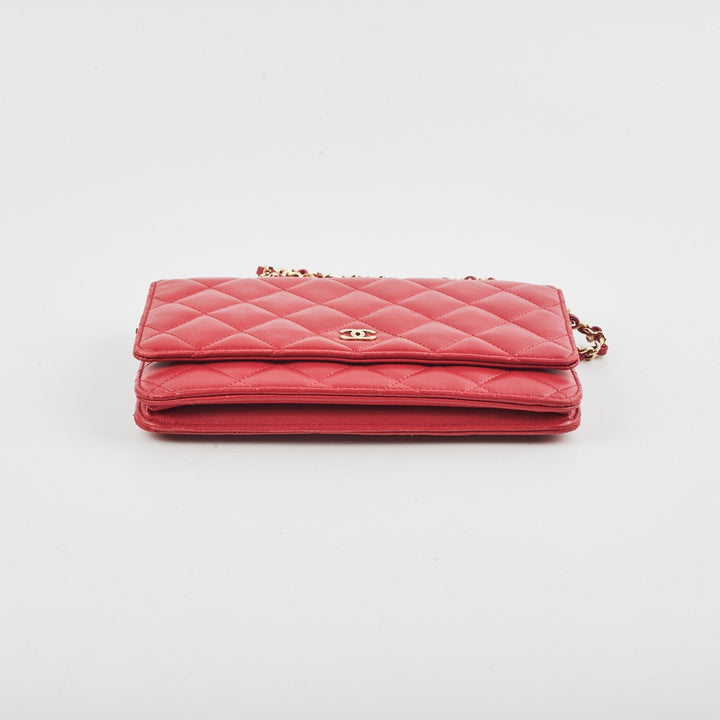 Top Quality Chanel Wallet On Chain WOC Lambskin Dark Pink