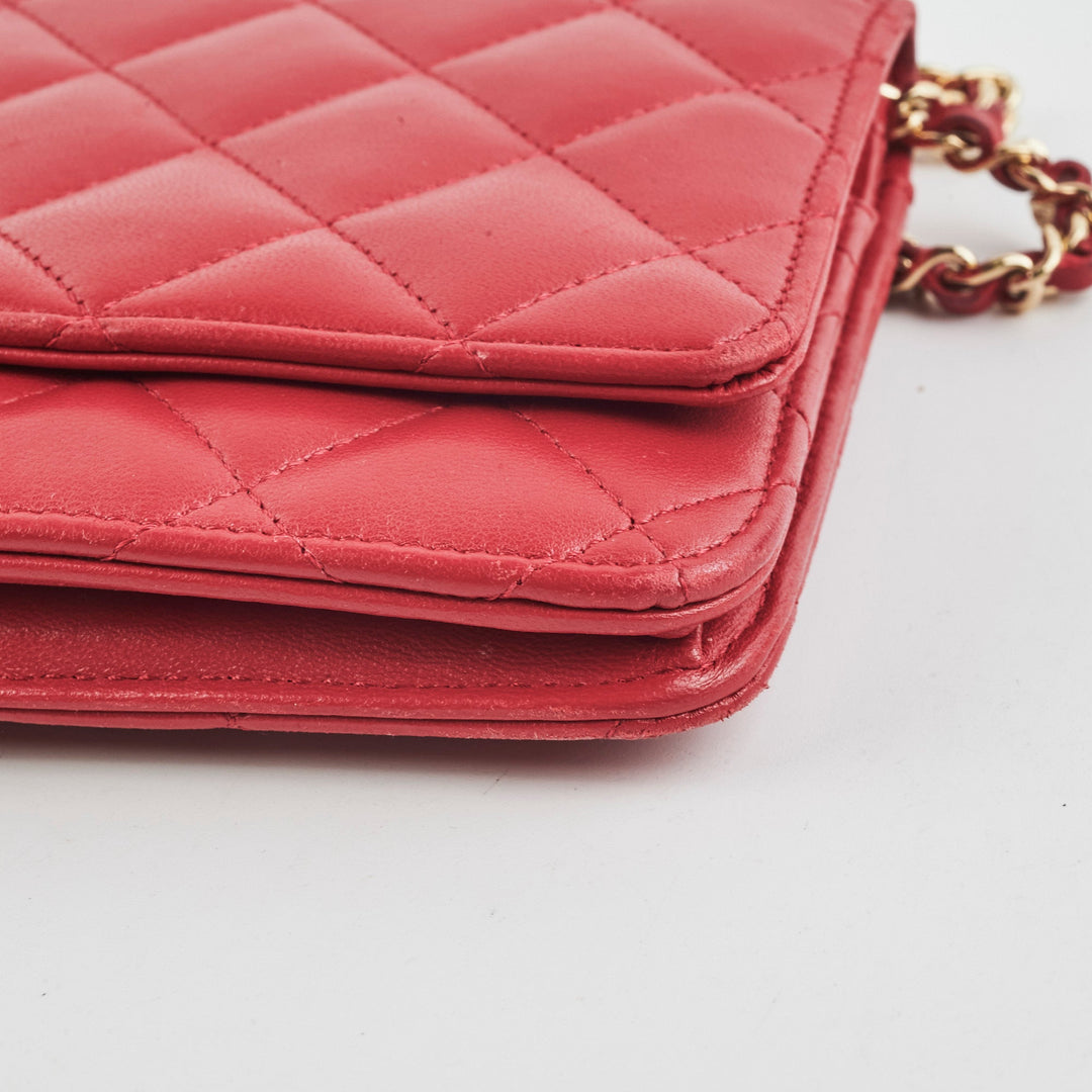 Top Quality Chanel Wallet On Chain WOC Lambskin Dark Pink