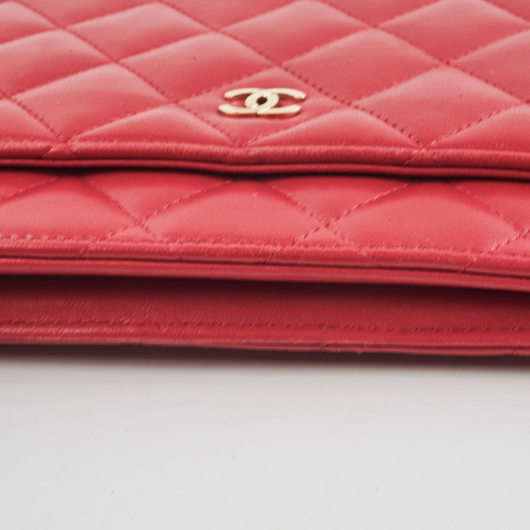 Top Quality Chanel Wallet On Chain WOC Lambskin Dark Pink